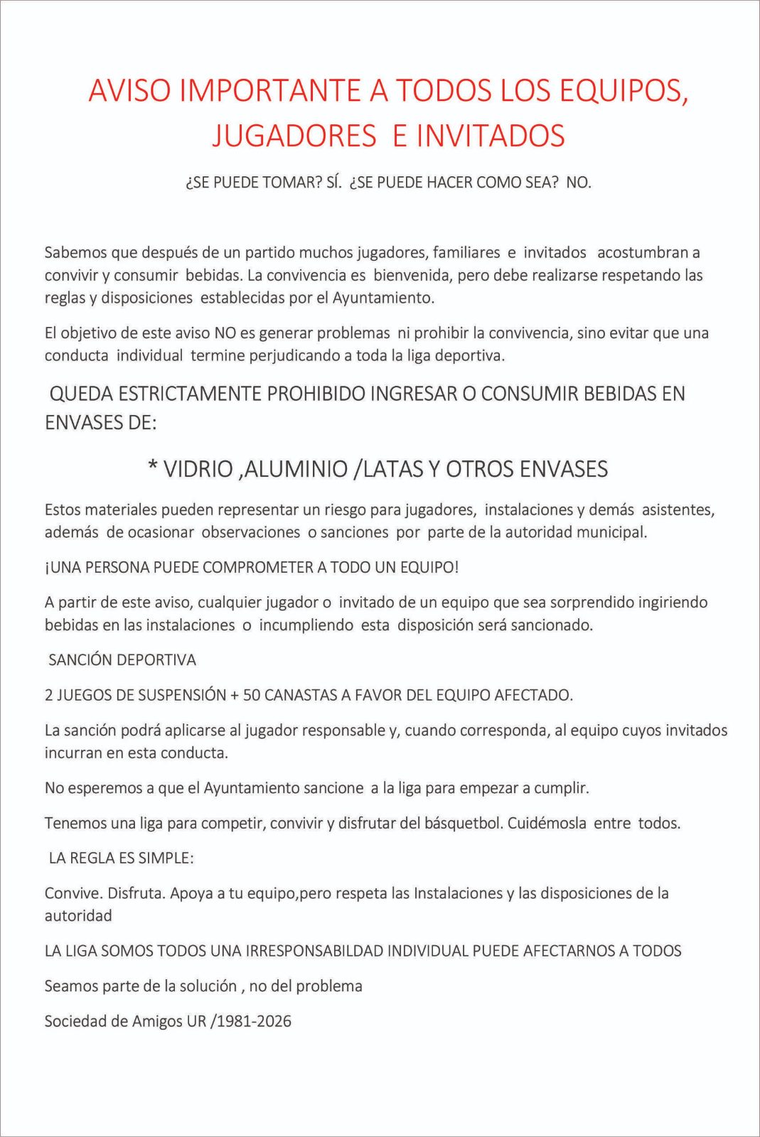 Hoja publicada por la Sociedad de Amigos UR el 14 de septiembre de 2026.